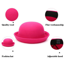 Load image into Gallery viewer, Autumn and Winter Women Simple British Style Felt Hat Rolled Brim Dome Wool Hat