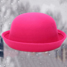 Load image into Gallery viewer, Autumn and Winter Women Simple British Style Felt Hat Rolled Brim Dome Wool Hat