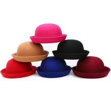 Load image into Gallery viewer, Autumn and Winter Women Simple British Style Felt Hat Rolled Brim Dome Wool Hat