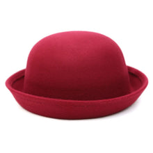 Load image into Gallery viewer, Autumn and Winter Women Simple British Style Felt Hat Rolled Brim Dome Wool Hat