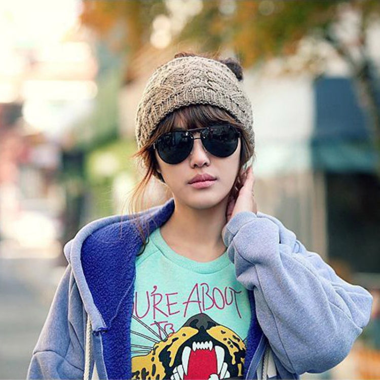 Women Autumn / Winter Topless Twist Knit Wool Warm Hat Headband Earmuffs