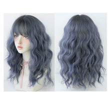 Load image into Gallery viewer, Women's Wool Long Hair With Bangs Natural Fluffy Wig, Pink Brown (Brown On Top) 54CM, Haze Blue (Black On Top ) 54CM, Cold Brown 54CM, Black Brown 54CM
