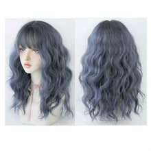 Load image into Gallery viewer, Women's Wool Long Hair With Bangs Natural Fluffy Wig, Pink Brown (Brown On Top) 54CM, Haze Blue (Black On Top ) 54CM, Cold Brown 54CM, Black Brown 54CM