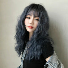 Load image into Gallery viewer, Women's Wool Long Hair With Bangs Natural Fluffy Wig, Pink Brown (Brown On Top) 54CM, Haze Blue (Black On Top ) 54CM, Cold Brown 54CM, Black Brown 54CM