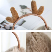 Load image into Gallery viewer, Antler Plush Earmuffs Winter Warm Fashion Retractable Ear Warmer