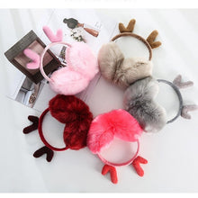 Load image into Gallery viewer, Antler Plush Earmuffs Winter Warm Fashion Retractable Ear Warmer