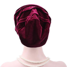 Load image into Gallery viewer, Pleuche Rhinestone Turban Hat Stacking Hat