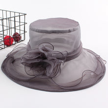 Load image into Gallery viewer, Women Spring and Summer Wide-brim Organza Hat Beach Folding Sun Hat