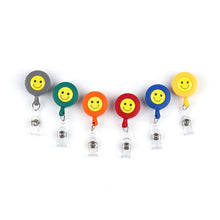 Load image into Gallery viewer, 2 PCS ID Easy-to-pull Buckle Smiling Face Holder Name Tag Card Key Badge Retractable Holder