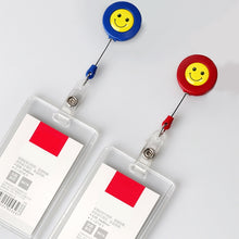 Load image into Gallery viewer, 2 PCS ID Easy-to-pull Buckle Smiling Face Holder Name Tag Card Key Badge Retractable Holder