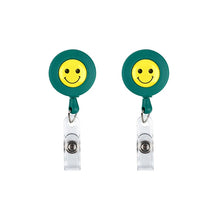 Load image into Gallery viewer, 2 PCS ID Easy-to-pull Buckle Smiling Face Holder Name Tag Card Key Badge Retractable Holder