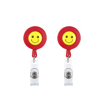 Load image into Gallery viewer, 2 PCS ID Easy-to-pull Buckle Smiling Face Holder Name Tag Card Key Badge Retractable Holder