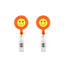Load image into Gallery viewer, 2 PCS ID Easy-to-pull Buckle Smiling Face Holder Name Tag Card Key Badge Retractable Holder