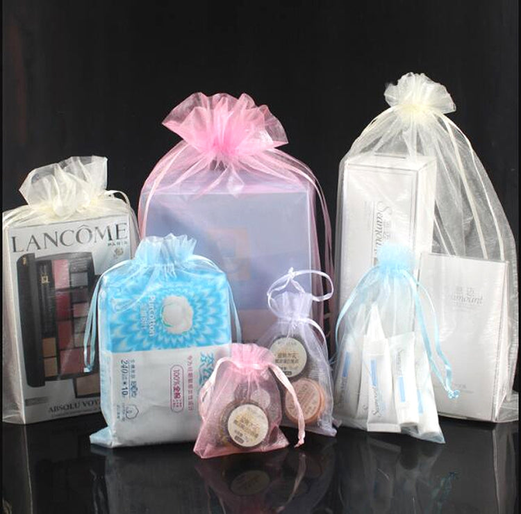 100 PCS Gift Bags Jewelry Organza Bag Wedding Birthday Party Drawable Pouches, 13X18cm