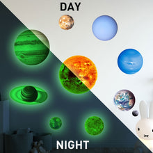 Load image into Gallery viewer, E wall Planet Solar System Fluorescent Wall Stickers Room Bedroom Luminous Wall Stickers
