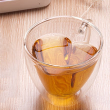 Load image into Gallery viewer, Heart Shaped Double Wall Glass Mug Resistant Transparent Tea Cups