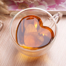 Load image into Gallery viewer, Heart Shaped Double Wall Glass Mug Resistant Transparent Tea Cups