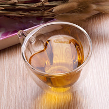 Load image into Gallery viewer, Heart Shaped Double Wall Glass Mug Resistant Transparent Tea Cups