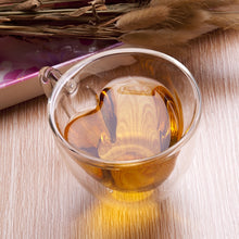 Load image into Gallery viewer, Heart Shaped Double Wall Glass Mug Resistant Transparent Tea Cups