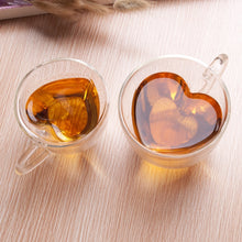 Load image into Gallery viewer, Heart Shaped Double Wall Glass Mug Resistant Transparent Tea Cups