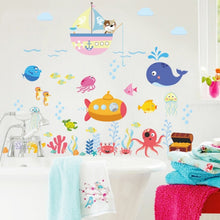 Load image into Gallery viewer, Ocean Cartoon Wall Sticker Bathroom Underwater World Fish Home DIY Stickers