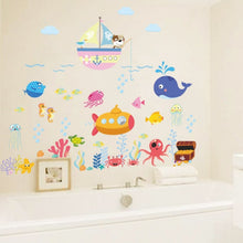 Load image into Gallery viewer, Ocean Cartoon Wall Sticker Bathroom Underwater World Fish Home DIY Stickers