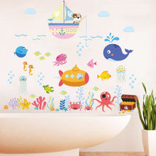 Load image into Gallery viewer, Ocean Cartoon Wall Sticker Bathroom Underwater World Fish Home DIY Stickers