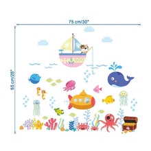 Load image into Gallery viewer, Ocean Cartoon Wall Sticker Bathroom Underwater World Fish Home DIY Stickers