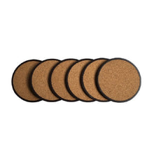 Load image into Gallery viewer, Home Daily Wood Round Cork Coaster PP Coaster Holder, 6 Coasters, Coaster Stand, 6 Coasters + Shelf