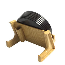 Load image into Gallery viewer, Home Daily Wood Round Cork Coaster PP Coaster Holder, 6 Coasters, Coaster Stand, 6 Coasters + Shelf