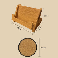 Load image into Gallery viewer, Home Daily Wood Round Cork Coaster PP Coaster Holder, 6 Coasters, Coaster Stand, 6 Coasters + Shelf