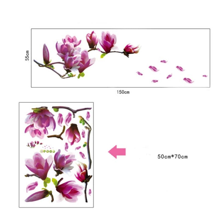Creative PVC Magnolia DecalsWallpaper Removable DIY Art Home Decoration