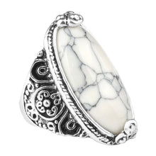 Load image into Gallery viewer, Fashion Vintage Oval Turquoise Flower Ring Women Antique Silver Jewelry, 7, 8, 9, 10