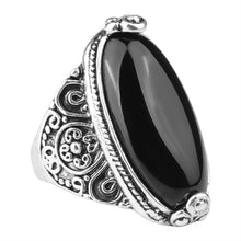 Load image into Gallery viewer, Fashion Vintage Oval Turquoise Flower Ring Women Antique Silver Jewelry, 7, 8, 9, 10
