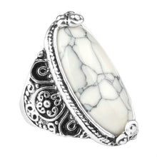 Load image into Gallery viewer, Fashion Vintage Oval Turquoise Flower Ring Women Antique Silver Jewelry, 7, 8, 9, 10