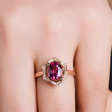 Load image into Gallery viewer, Fashion Red Tourmaline Rose Gold Flower Shape Women Ring, 6, 7, 8, 9, 10