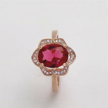 Load image into Gallery viewer, Fashion Red Tourmaline Rose Gold Flower Shape Women Ring, 6, 7, 8, 9, 10