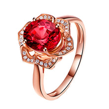 Load image into Gallery viewer, Fashion Red Tourmaline Rose Gold Flower Shape Women Ring, 6, 7, 8, 9, 10