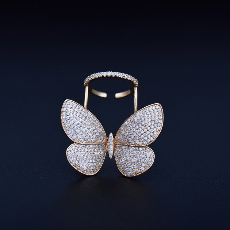 Fashion Adjustable Butterfly Shape Ring with Diamond Women Jewelry, 7, 8, 9