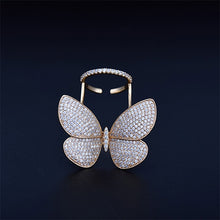 Load image into Gallery viewer, Fashion Adjustable Butterfly Shape Ring with Diamond Women Jewelry, 7, 8, 9
