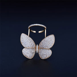 Fashion Adjustable Butterfly Shape Ring with Diamond Women Jewelry, 7, 8, 9
