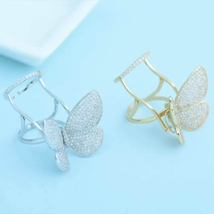 Fashion Adjustable Butterfly Shape Ring with Diamond Women Jewelry, 7, 8, 9