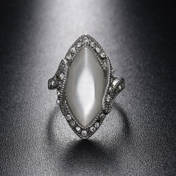 Vintage Silver Plated White Big Oval Opal Ring For Women, 10, 7, 8, 9