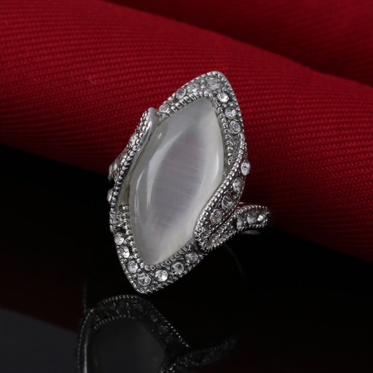 Vintage Silver Plated White Big Oval Opal Ring For Women, 10, 7, 8, 9