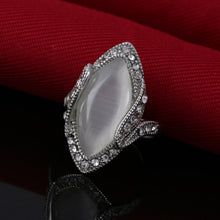 Load image into Gallery viewer, Vintage Silver Plated White Big Oval Opal Ring For Women, 10, 7, 8, 9