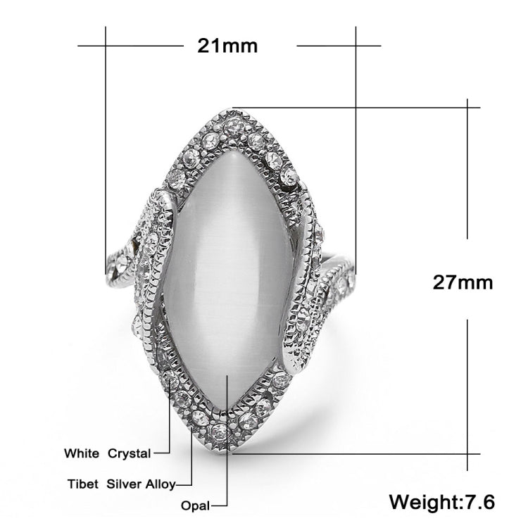 Vintage Silver Plated White Big Oval Opal Ring For Women, 10, 7, 8, 9