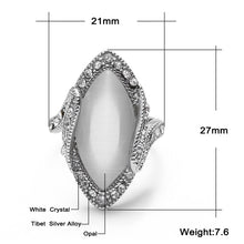 Load image into Gallery viewer, Vintage Silver Plated White Big Oval Opal Ring For Women, 10, 7, 8, 9