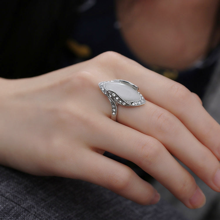 Vintage Silver Plated White Big Oval Opal Ring For Women, 10, 7, 8, 9