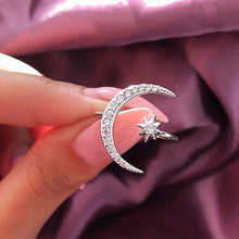 Load image into Gallery viewer, Female Star Moon Rings Crystal Ring Staking Jewelry, Yellow Gold, Rose Gold, Silver