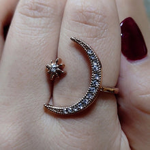 Load image into Gallery viewer, Female Star Moon Rings Crystal Ring Staking Jewelry, Yellow Gold, Rose Gold, Silver